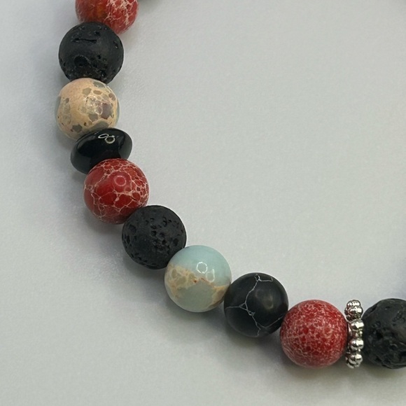 Lava & Agate Healing Bracelet set– Strength, Balance & Energy - Picture 3 of 5